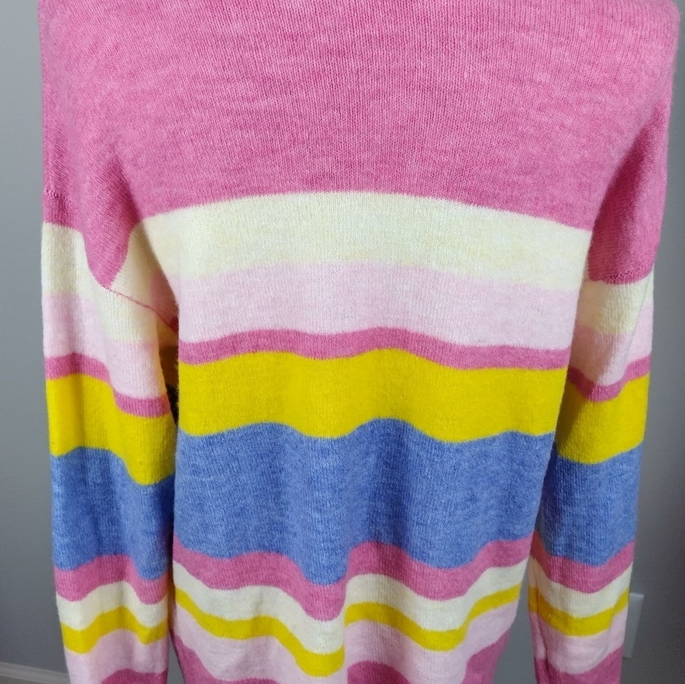womens turtleneck sweater By DIP Size Large Pink Rainbow Form Fitting Fashion - Picture 8 of 15
